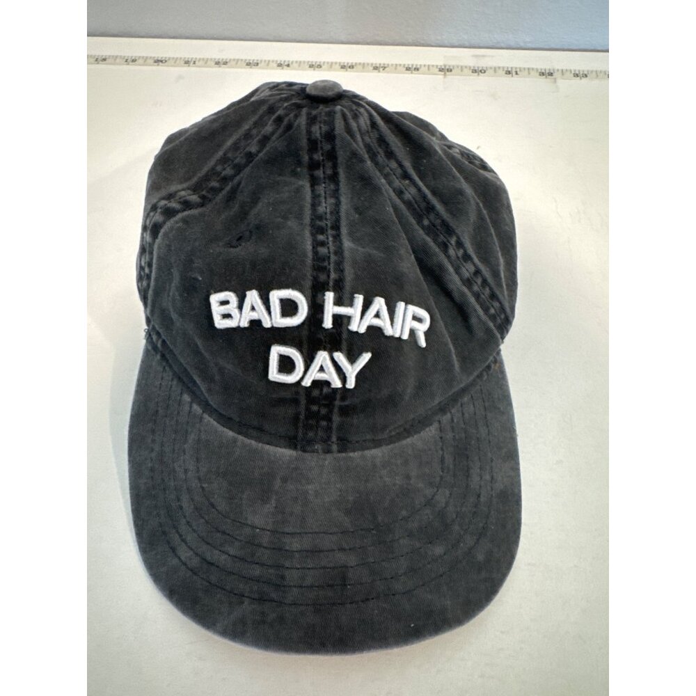 Time & Tru Women Baseball Cap BAD HAIR DAY Black/White Novelty Fun Casual Modern